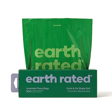 Earth Rated Dog Poop Bags Thick Grab and Go Single Roll Ideal for Backyard Pickups Lavender Scented 300 Count