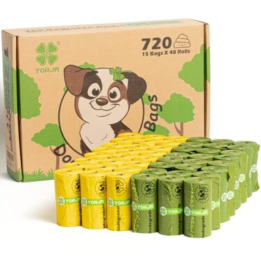 YORJA Dog Poop Bags Rolls 720 Pet Waste Bags 100 Leak Proof Extra Thick and Strong Corn Starch Blend