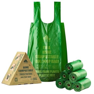 RockRhino Ultra Thick Deep Dog Poop Bags for Large XL Breeds 4Layer Interlocked Bottom 100 Home Compostable 0 Plastic VanillaScented 60 Bags Easy Open Tie Handles Not for Scooper