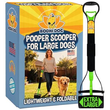 Bodhi Dog 32 Tall NonBreakable Pooper Scooper for Large Dogs Lightweight Foldable Design with Extra Long Handle Green