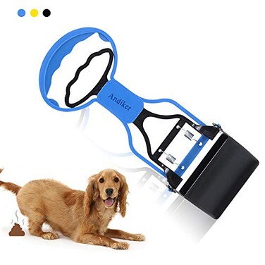 Andiker Pooper Scooper for Pets Portable Pet Waste Scooper Dog Jaw Scoop with Long Handle for Pet Waste Pick UpBlue