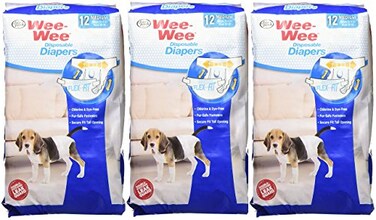 Four Paws 3 Pack WeeWee Products Disposable Dog Diapers Medium 12 ct Per Pack