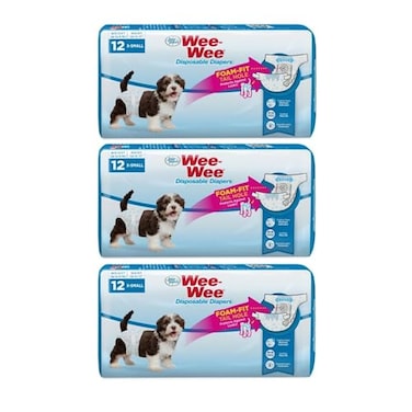 Four Paws 3 Pack WeeWee Products Disposable Dog Diapers XSmall 12 ct Per Pack3