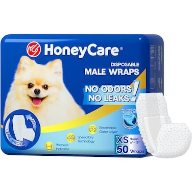HONEY CARE AllAbsorb A27 Male Dog Wrap 50 Count Extra Small