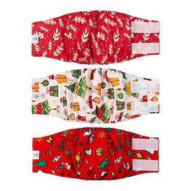 CuteBone Christmas Male Dog Diaper Large Reusable for Poop and Pee DM17L