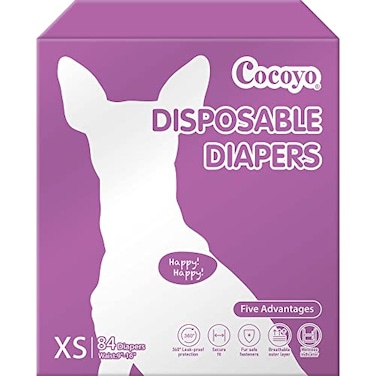 COCOYO Disposable Female Dog Diapers XSmall Size 84 Count Super Absorbent Breathable Wetness Indicator