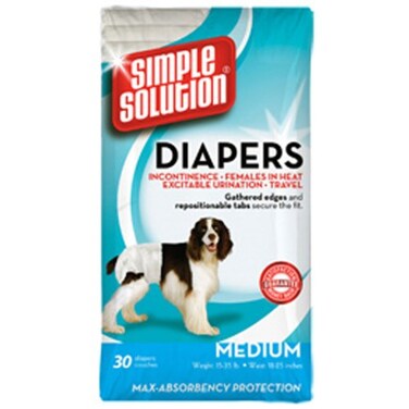 Simple Solution Disposable Dog Diapers for Female Dogs Super Absorbent LeakProof Fit Medium 30 Count