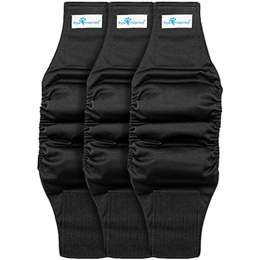 PAW Inspired Belly Band Male Dog WRAP Washable Black Black Lining XSmall 3 Count
