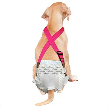 PAW Inspired Dog Diaper Suspenders Pink MediumLarge
