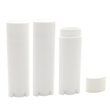 Ewanda Store 5ml Oval Lip Balm Tubes 100PCS Plastic White Empty Deodorant Containers Lip Gloss Container Holder With Caps