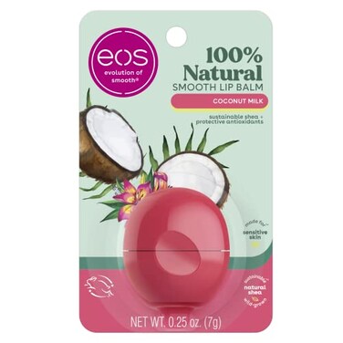 eos 100 Natural Lip Balm Coconut Milk AllDay Moisture Dermatologist Recommended for Sensitive Skin Care Lip Care Products 025 oz