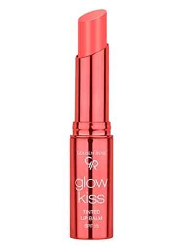 Golden Rose Cosmetics Glow Kiss Tinted Lip Balm with SPF15 Vegan Formula Peach Shake