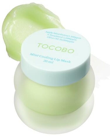 TOCOBO Mint Cooling Lip Mask Cooling Relief Lip Sleeping Mask for Dry Irritated Lips Apple Mint Tea TreeDerived 4Terpineol Olive Oil Soft Melting Texture Fresh Herb Scent 068 oz
