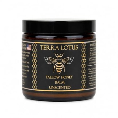 Terra Lotus Organic GrassFed Beef Tallow Balm with Raw Honey Moisturizing Cream for Soft Smooth Skin Handmade AllNatural Moisturizer 4 Oz Unscented