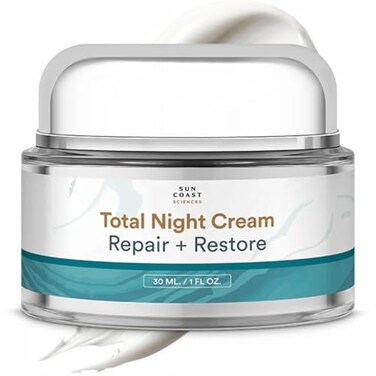 SUN COAST SCIENCES Total Night Cream Night Face Cream for All Skin Types Night Face Moisturizer with Vitamin C Niacinamide and Peptides by Dr Mark Rosenberg 1 fl oz