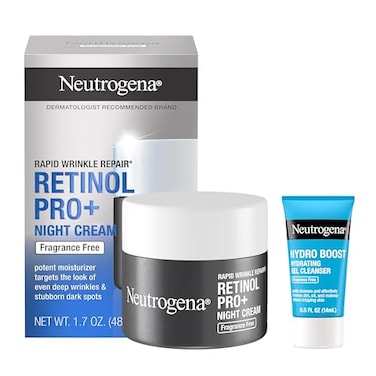 Neutrogena Rapid Wrinkle Repair Retinol Pro Night Cream Face Moisturizer AntiAging Face Cream 17 oz Trial Size Hydro Boost Facial Cleanser 05 fl oz