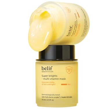 belif Vitamin C Overnight Butter Mask Hydrating Rejuvenating Sleeping Mask with Multi Vitamin Complex for Plumping Dull Skin Refining Uneven Texture Korean Skincare 25 floz
