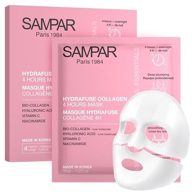 Sampar Paris Hydrafuse Collagen Overnight Mask French Korean Fusion Hydrogel Face Mask for Glass Skin Firming Elasticity Deep Hydration 4 Pack