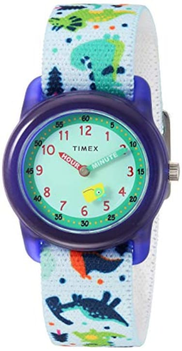 Timex Boys TW7C77300 Time Machines WhiteDinosaurs Elastic Fabric Strap Watch