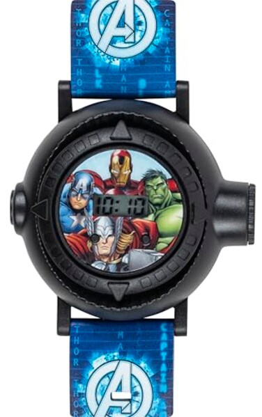 Accutime Marvel Avengers Kids Digital Projection Watch with 10 Image Projector Comfortable Strap and Durable Design Fun and Interactive Timepiece for Boys Perfect for Young Avengers Fans