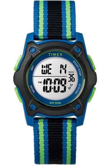 Timex Kids TW7C26000 Time Machines Digital 35mm BlueBlackGreen DoubleLayered Nylon Strap Watch