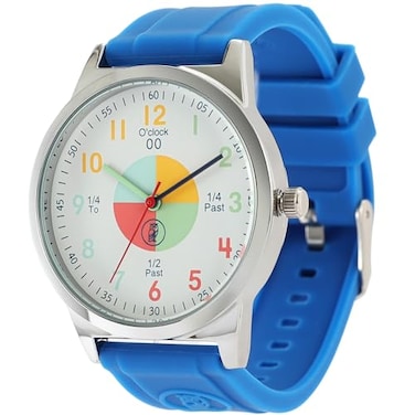 OWLCONIC Time Teaching Kids Analog Watch Blue Educational Learning Watch for Boys Girls Ages 512 Durable Silicone Strap Birthday School Gift