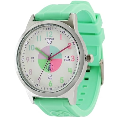 OWLCONIC Time Teaching Kids Analog Watch Light Green Educational Learning Watch for Boys Girls Ages 512 Durable Silicone Strap Birthday School Gift