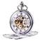 TREEWETO Mens Mechanical Pocket Watch Dream Dragon Skeleton Double Open Silver Case with Chain Box Gift for Man Men Women