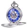 TREEWETO Pocket Watch Smooth Double Case Series Skeleton Dial Delicate Mechanical Movement with Chain Silver