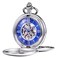 TREEWETO Pocket Watch Smooth Double Case Series Skeleton Dial Delicate Mechanical Movement with Chain Silver