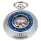 Whodoit Automatic Winding Mechanical Pocket Watch Star Circle Blue Printing Mechanical Pocket Watch Carved Design