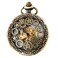 Avaner Steampunk Retro Half Hunter Copper Gear Skeleton Hand Wind Mechanical Arabic Numeral Analog Display Pocket Watch with 14 Chain