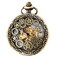 Avaner Steampunk Retro Half Hunter Copper Gear Skeleton Hand Wind Mechanical Arabic Numeral Analog Display Pocket Watch with 14 Chain
