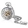 Avaner Steampunk Retro Half Hunter Copper Gear Skeleton Hand Wind Mechanical RomanArabic Numeral Analog Display Pocket Watch with 14 Chain Silver