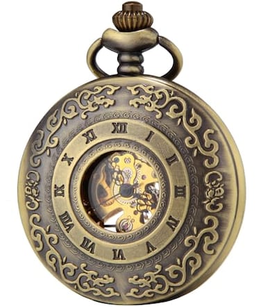 SEWOR Mens Luminous Dial Hand Wind Mechanical Pocket Watch with Brand Leather Gift Box Stand Up Black Brown