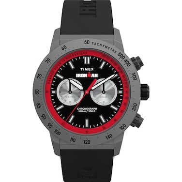 Timex Mens Ironman Adrenaline 44mm Watch Black Strap Black Dial Gunmetal Case