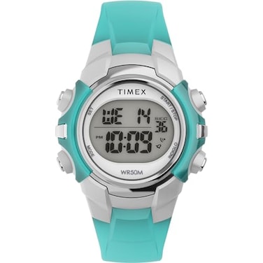 Timex Mens Digital 33mm Watch Blue Strap Digital Dial SilverTone Case