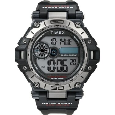 Timex Mens Digital 52mm Watch Black Band Digital Dial Black Case