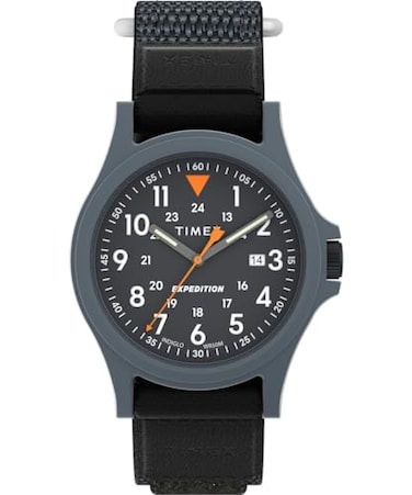 Timex Mens Expedition Acadia 40mm Watch Fastwrap Black Dial Black Case