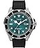 Timex Mens Deep Water 43mm Watch Black Strap Green Dial SilverTone Case