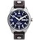 Timex Mens X Pan Am DayDate 42mm Watch Brown Strap Blue Dial Stainless Steel Case