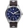 Timex Mens X Pan Am DayDate 42mm Watch Brown Strap Blue Dial Stainless Steel Case