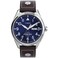 Timex Mens X Pan Am DayDate 42mm Watch Brown Strap Blue Dial Stainless Steel Case