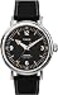Timex Mens Standard 40mm Watch SilverTone Case Black Dial with Black Leather Fabric Strap