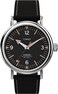 Timex Mens Standard 40mm Watch SilverTone Case Black Dial with Black Leather Fabric Strap