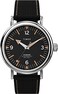 Timex Mens Standard 40mm Watch SilverTone Case Black Dial with Black Leather Fabric Strap