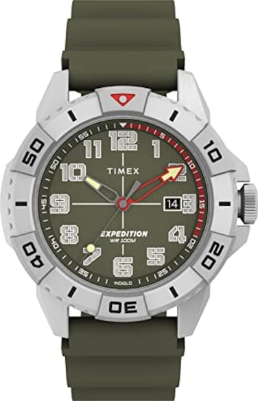 Timex Mens Expedition North Ridge 41mm Watch Green Dial SilverTone Case Green Strap