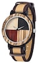 Dentily Inverted Geometric Wood Watch Analog Quartz Watch for Men Handmade Nylon Strap Wooden Mens Watches