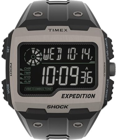 Timex Mens Expedition Grid Shock 50mm Quartz Resin Strap Black 16 Casual Watch Model TW4B24900VQ