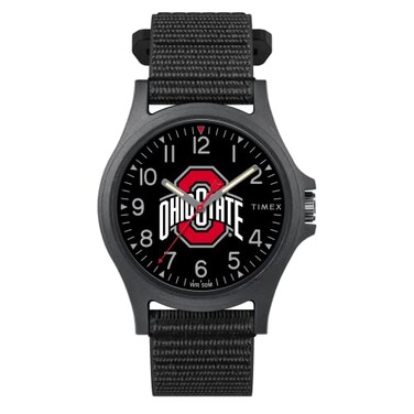 Timex Mens Collegiate Pride 40mm Watch Ohio State Buckeyes with Black FastWrap Strap